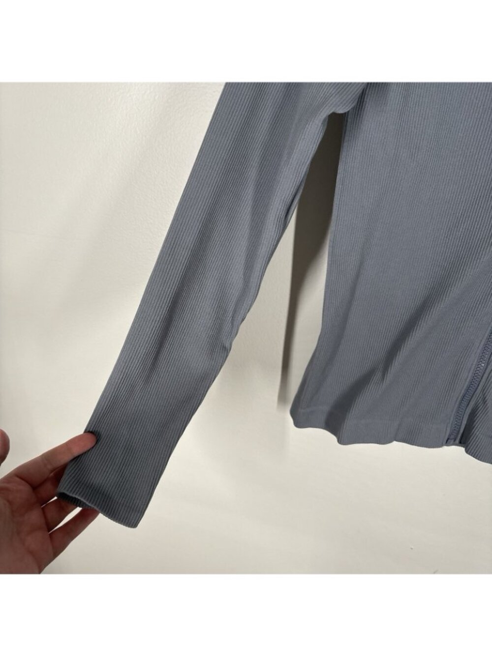 Fabletics Women L Stormcloud Full Zip Lightweight Ribbed Seamless Jacket - Picture 7 of 13